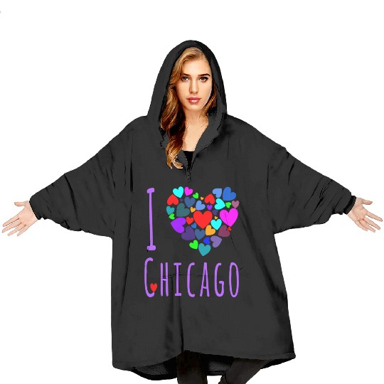 I Love Chicago Heart City Of Chicago Blanket Hoodies