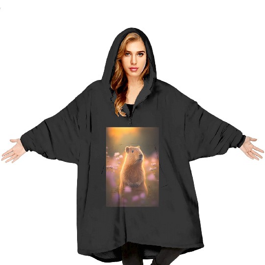 Capybara In Nature Blanket Hoodies