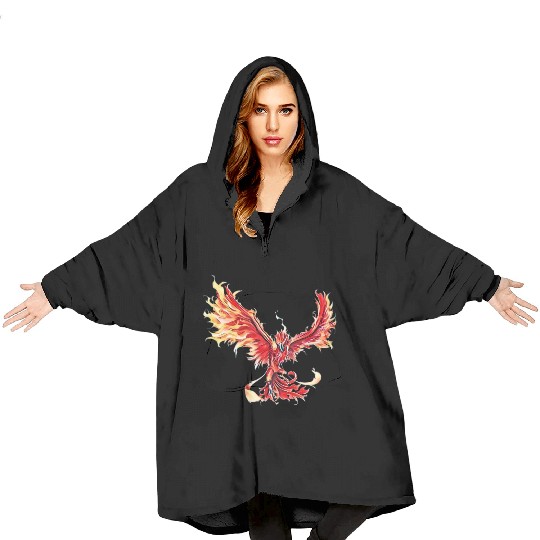 Phoenix From The Ashes Mythical Fire Bird Phoenix Blanket Hoodies
