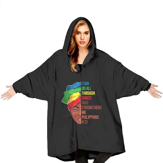 African American Jesus Christian Black Blanket Hoodies