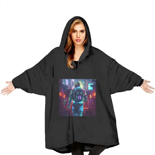 Cyberpunk man Blanket Hoodies