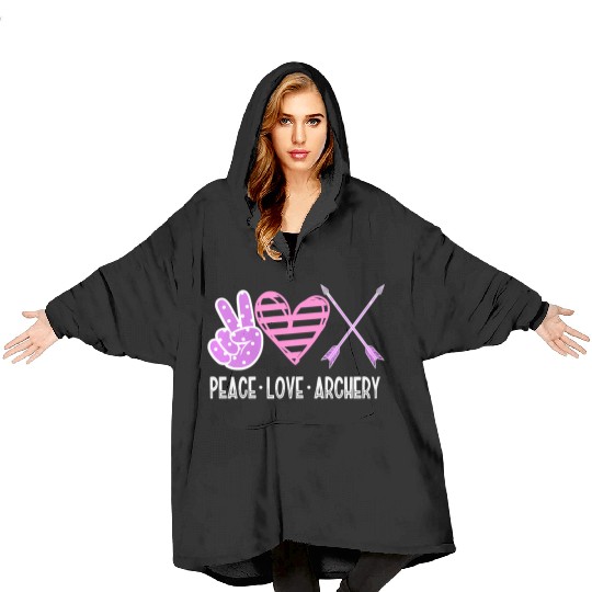 PEACE LOVE ARCHERY Bow & Arrow Shooting n Girls Blanket Hoodies