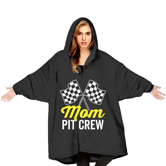 Mom Pit Crew For Racing Party Costume Blanket Hoodies