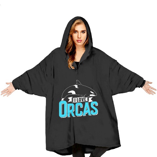 I Love Orcas Orca Whale Sea Blanket Hoodies