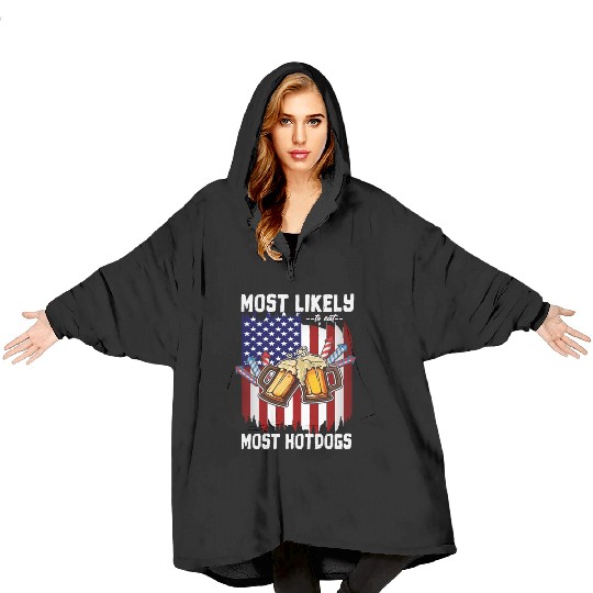 4th Of July Party Most Likely To Eat Hotdogs Blanket Hoodies