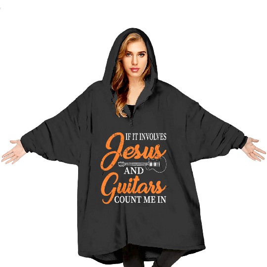 Funny Guitarist Christian Religious Guitar Player Blanket Hoodies