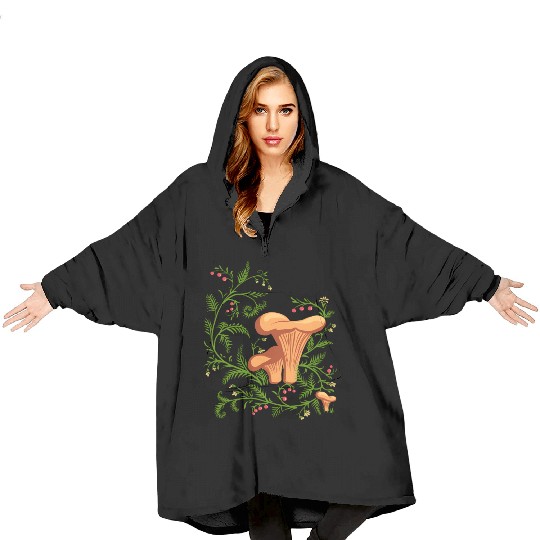 Forest Mushrooms Floral Fungi Ukrainian Vyshyvanka Blanket Hoodies
