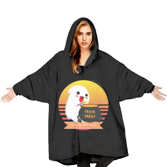 Halloween Cute Ghost Witching Hour Trick Or Treat Blanket Hoodies