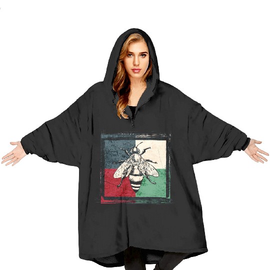 Vintage Bee Insect Colorful Illustration Blanket Hoodies