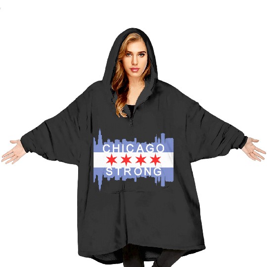 Chicago Strong Chitown City yline Flag Blanket Hoodies