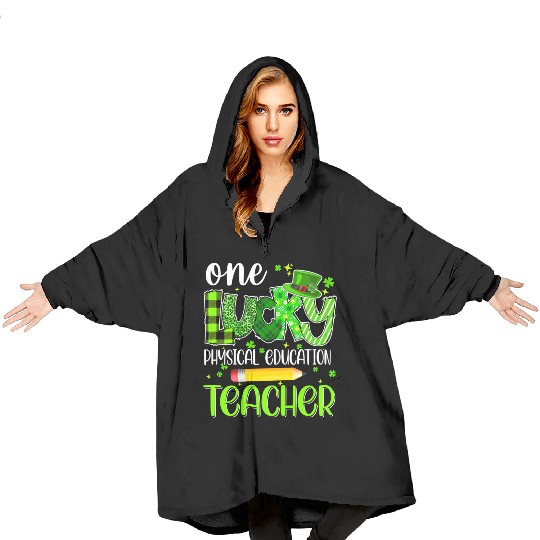 One Lucky Physical Education Teacher Pencil St Blanket Hoodies