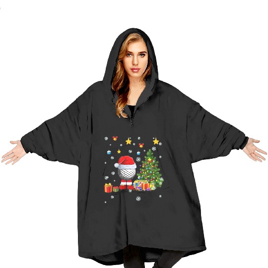 Santa Golf Ball Christmas Tree Player Coach Fan Blanket Hoodies