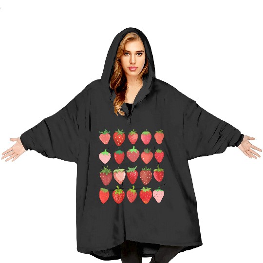 Cottagecore Kawaii Strawberry Aesthetic Blanket Hoodies