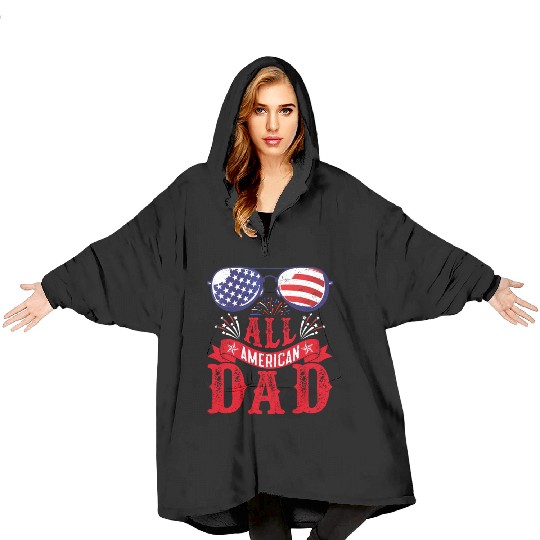 All American Dad America Pride US Patriot Blanket Hoodies