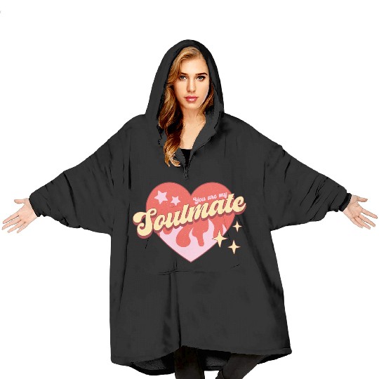 Soulmate heart valentine sublimation trending Blanket Hoodies