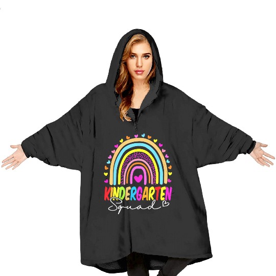 Back To School Kindergarten Squad Rainbow Teacher Blanket Hoodies