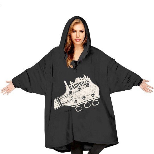 Nashville Guitar Skyline Country Music City Blanket Hoodies