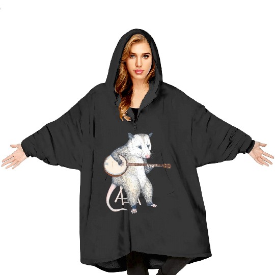 Opossum Playing Banjo Guitar Possum Live Weird Blanket Hoodies