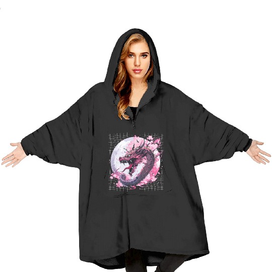 Japanese Dragon Cool Oriental Asian Dragon Humor Blanket Hoodies