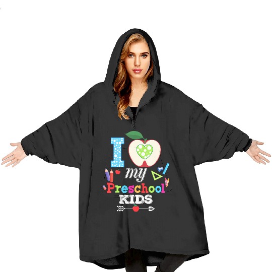 I Love My Preschool Teacher Kid Back To School Blanket Hoodies