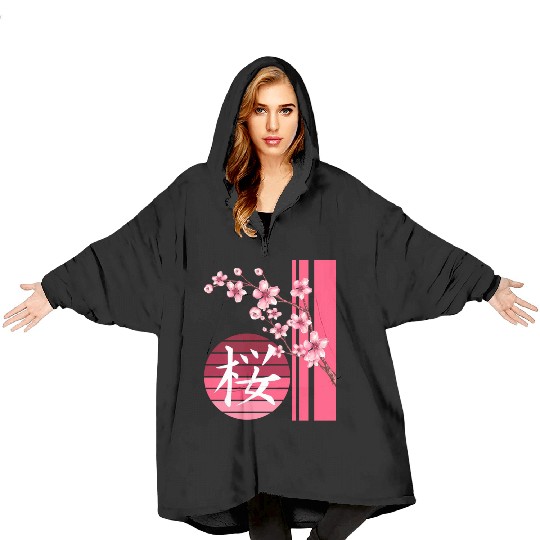 Sakura Flowers Spring Cherry Blossoms Japanese Kan Blanket Hoodies