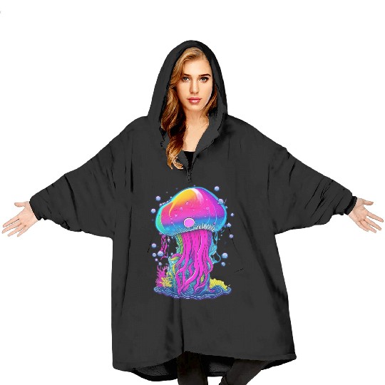 Vibrant Jellyfish Colorful Blanket Hoodies