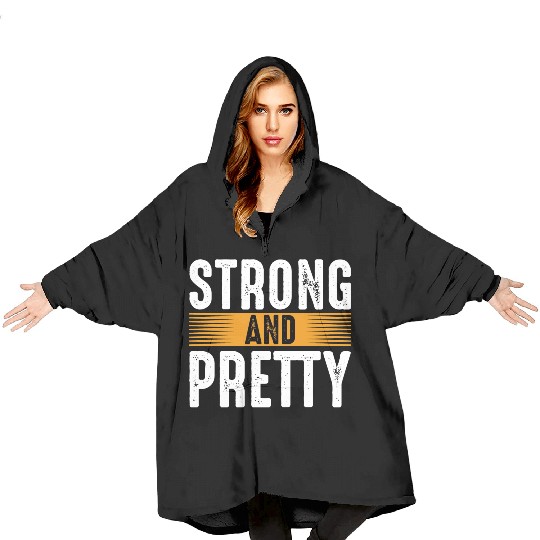 Strong And Pretty Gym Workout Training Motivation Blanket Hoodies