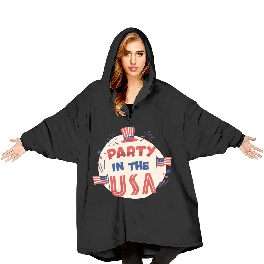 Party In The Usa Hot Dog Love Funny Fourth Of July Blanket Hoodies