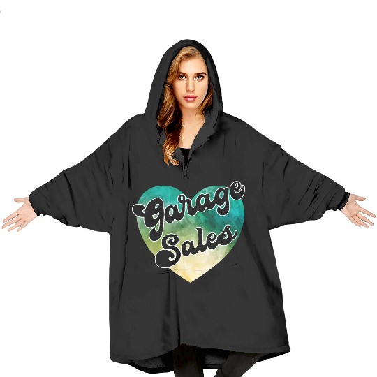 Garage Sales green yellow watercolor heart Blanket Hoodies
