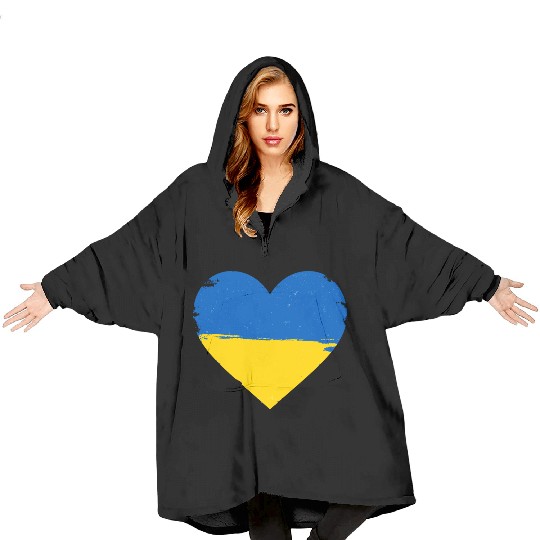 Ukraine Flag Ukrainian Heart Blanket Hoodies