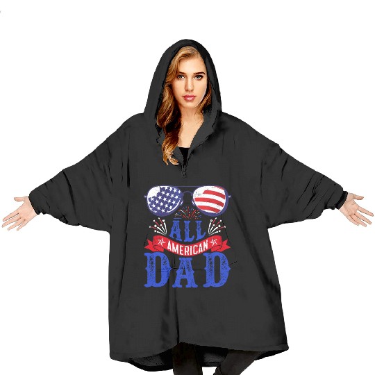 All American Dad America Pride US Patriot Blanket Hoodies