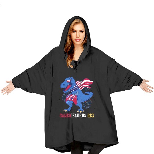 Amerisaurus Rex Independence Day USA Party Blanket Hoodies
