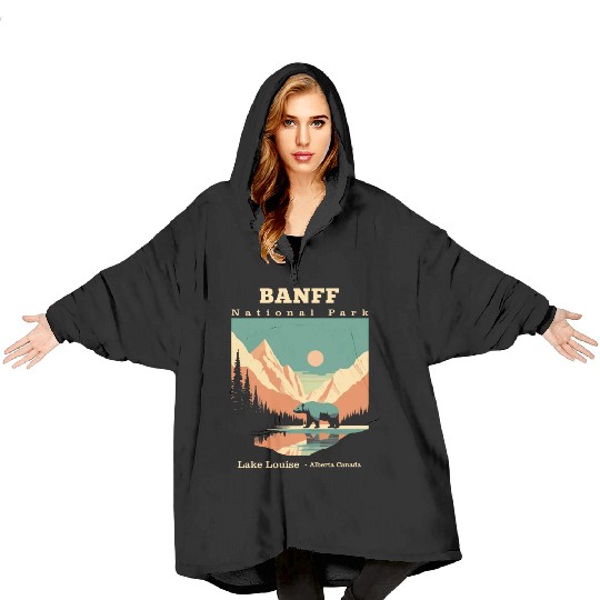 Vintage Retro Canadian Banff National Park Blanket Hoodies