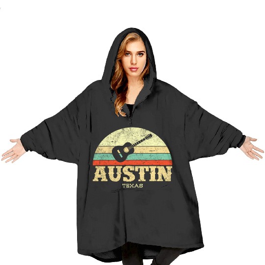 Austin Texas Guitar Lone Star State Blanket Hoodies