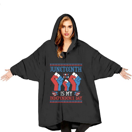Juneteenth Is My Independence Day Since 1865 Red Blanket Hoodies