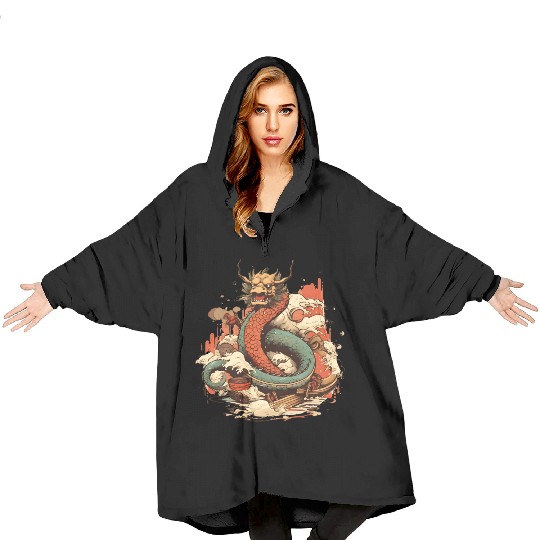 Sushi Dragon Japanesse Kawaii Blanket Hoodies