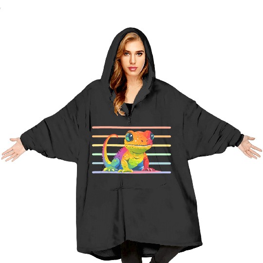 Gay Pride Gecko Blanket Hoodies