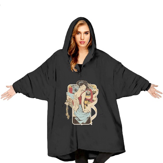 Japan Geisha girl maiko aesthetic 70s Blanket Hoodies