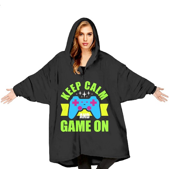 Keep Calm and Game On nostalgia Blanket Hoodies