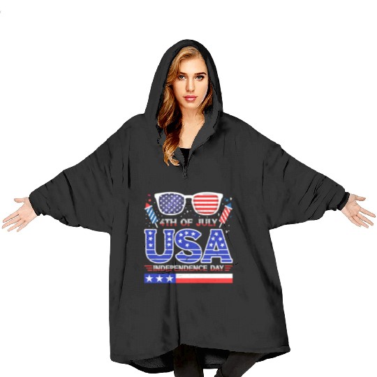 4th July USA Independence Day All American Pride Blanket Hoodies