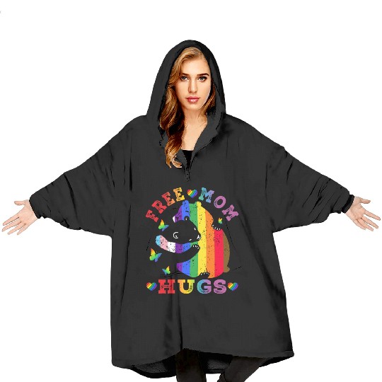 Gay LGBT Pride Mama Bear For Women Free Mom Hugs Blanket Hoodies