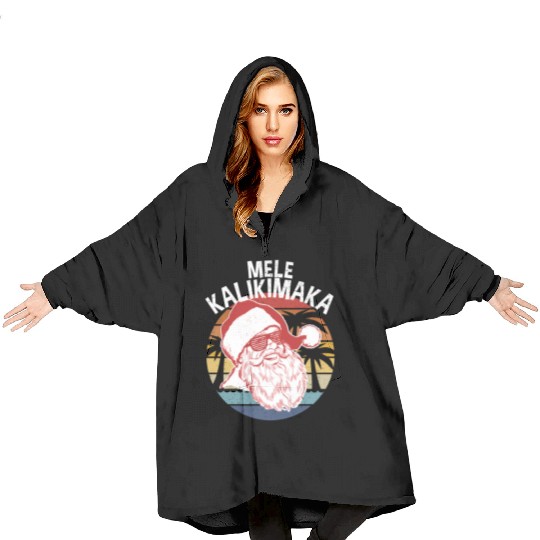 Mele Kalikimaka Hipster Santa Palm Trees Blanket Hoodies