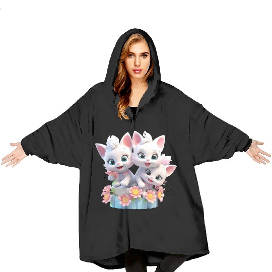Cute Kittens 3D Ai Art Blanket Hoodies