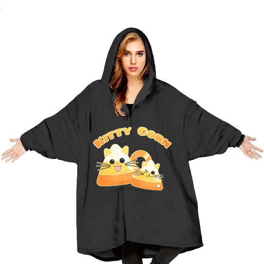 Kitty Candy Corn Blanket Hoodies
