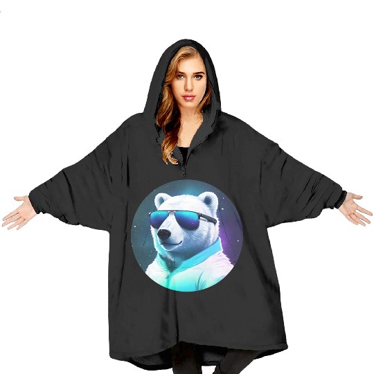 Cool polar bear with sunglasses Blanket Hoodies