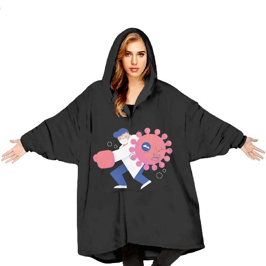 Health Care Professional Beating Coronavirus Blanket Hoodies