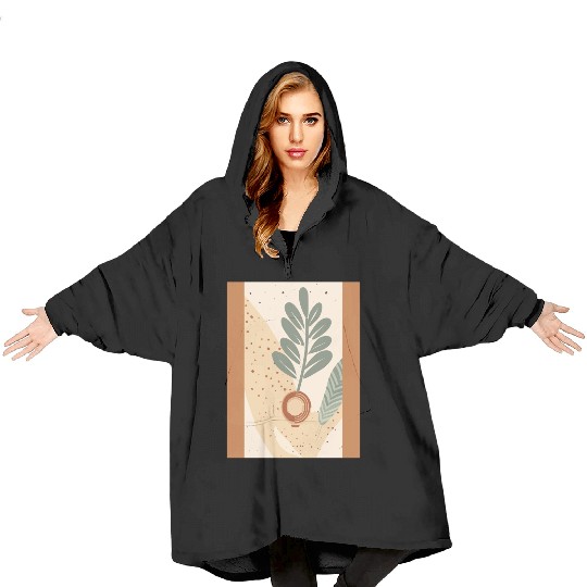 Abstract Flora Leaf Expression Blanket Hoodies