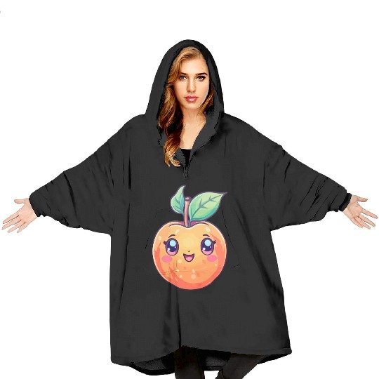Peach kawaii Blanket Hoodies