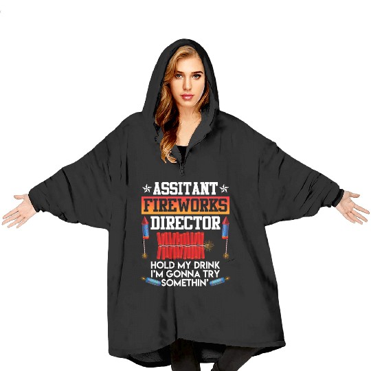 Independence Day Assistant Fireworks Director USA Blanket Hoodies