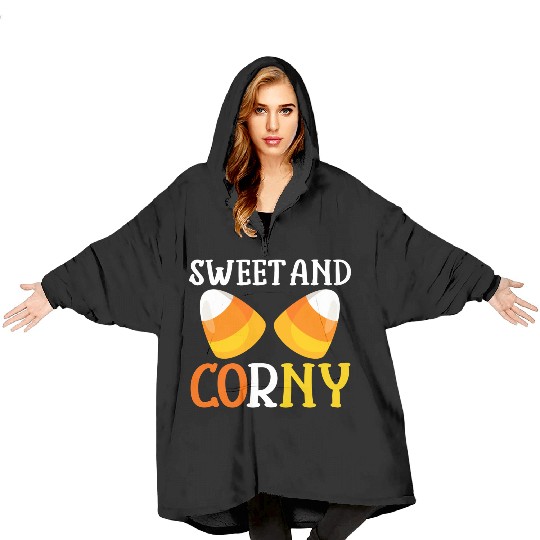 Halloween Design Candy Corn Sweet And Corny Blanket Hoodies